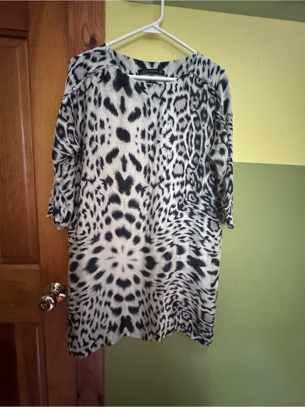 Zara 2006 collection Black and White Animal Print Midi silk Dress